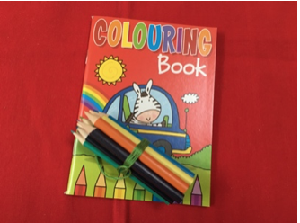 animal coloring book and colored pencils