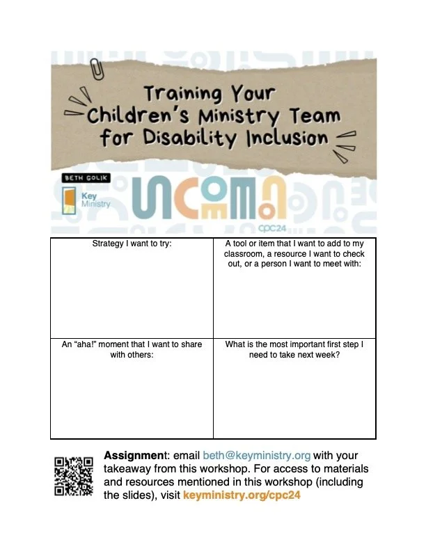 handout for training your children's ministry team for disability inclusion
