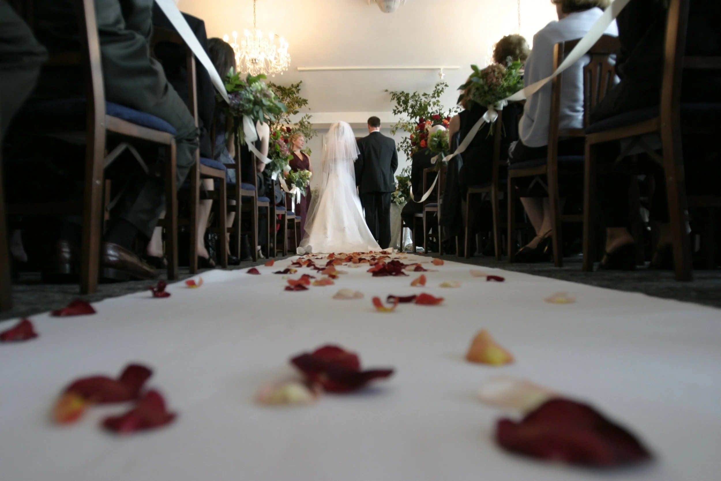 Weddin Ceremony Bridge Groom Aisle Rose Petals.jpg