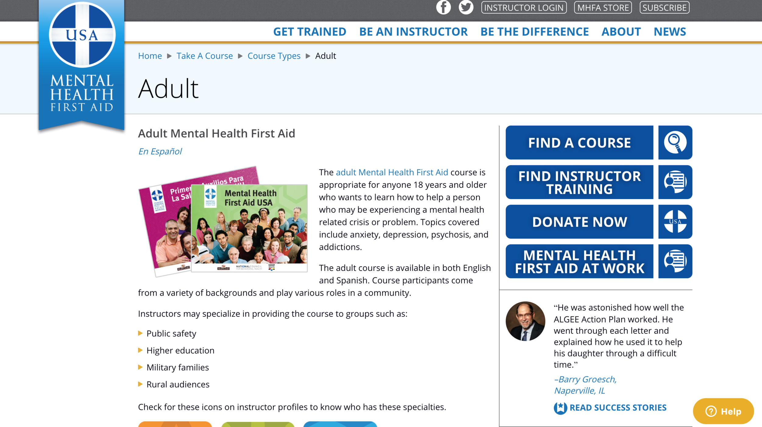 Mental Health First Aid courses