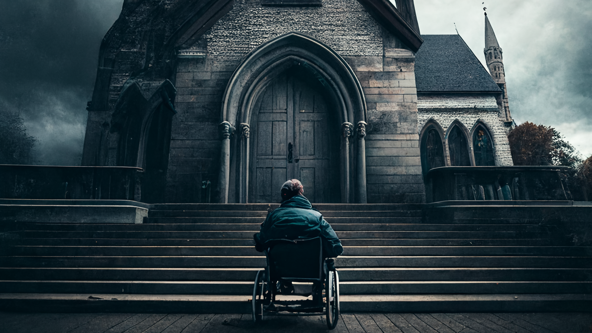 Wheelchair User Outside of a Church