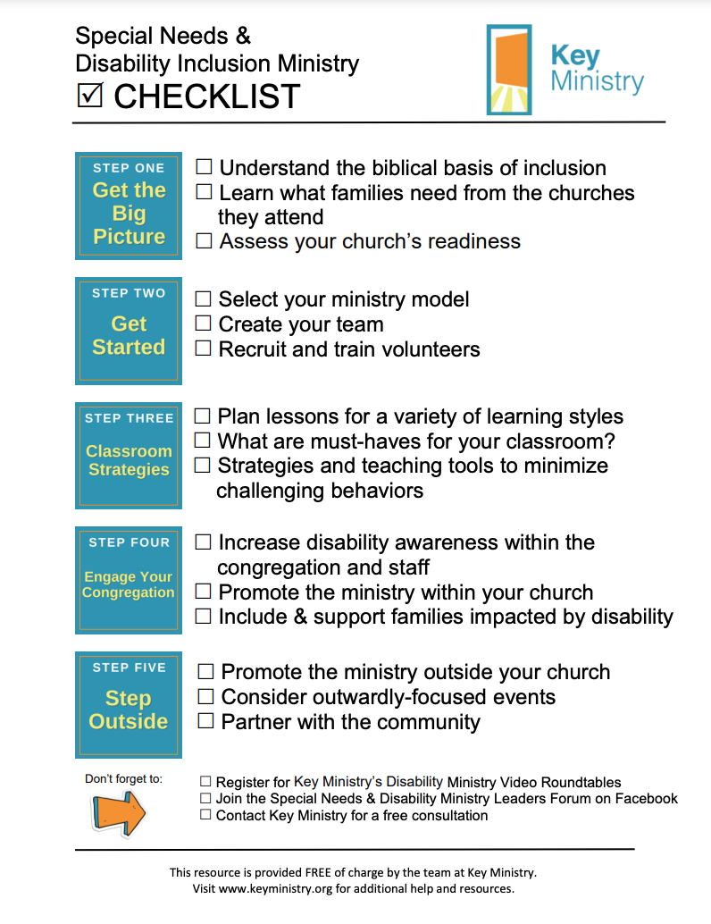 Special Needs & Disability Inclusion Ministry Checklist