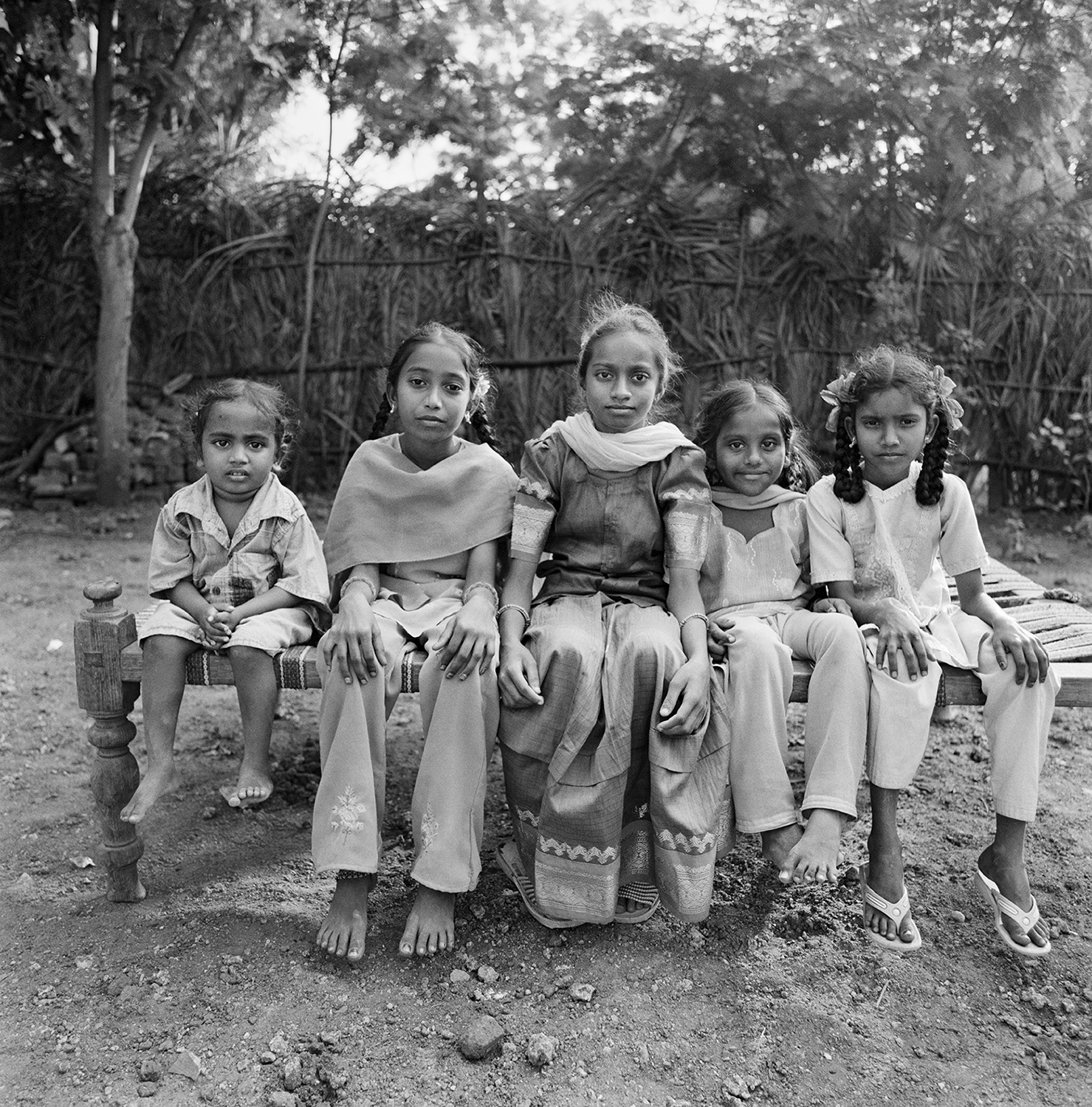 Five Young Girls on a Bench- Kottarddipalem, India 
