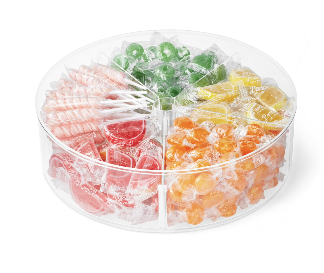 The Home Edit Clear Plastic High Wall Turntable with Removable Dividers, 12" x 12" x 3.5"