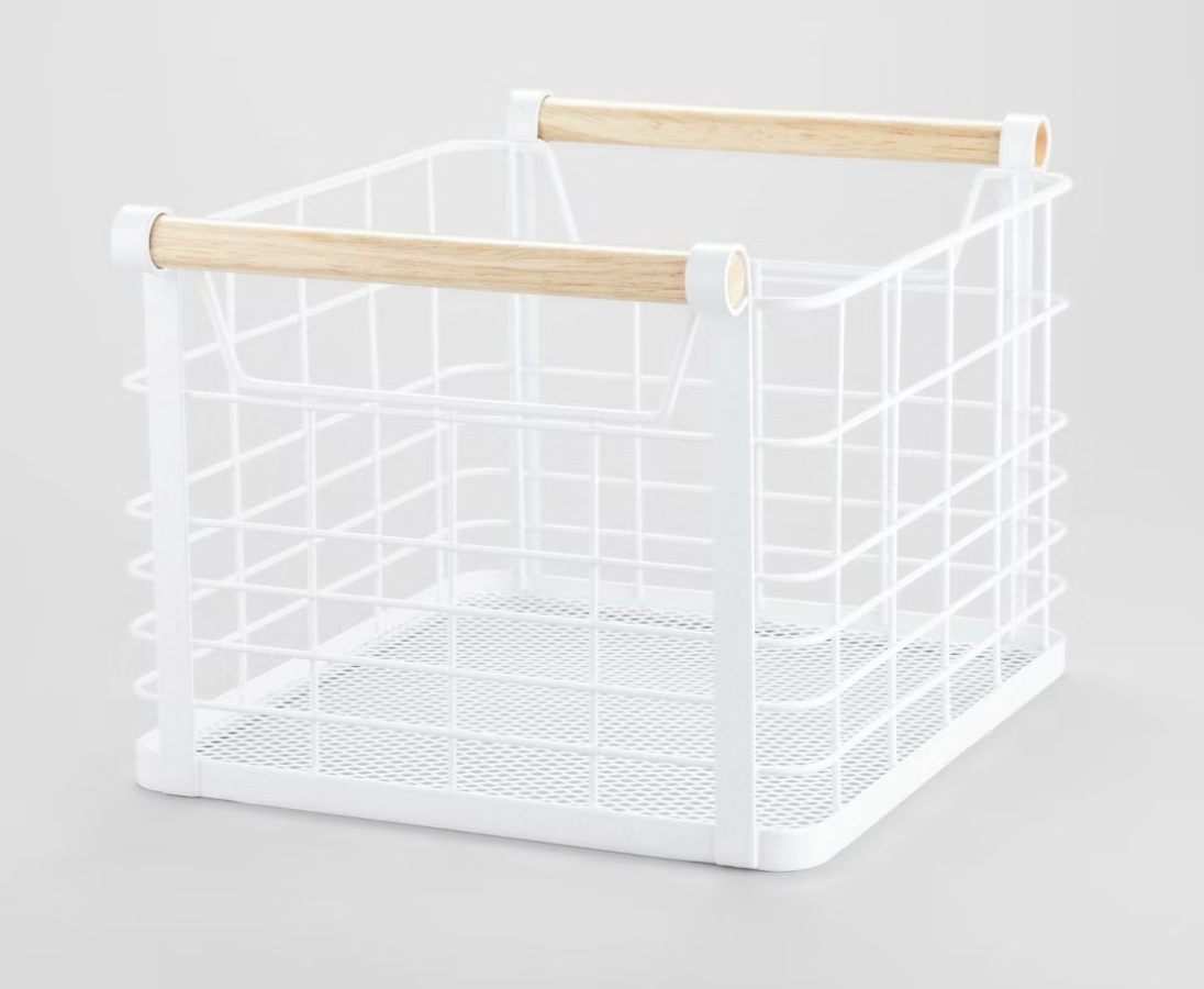Wire Natural Wood Handles Milk Crate - Brightroom™