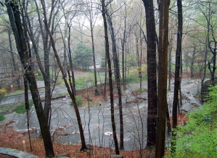 Dead Man's Brook overflooding its banks