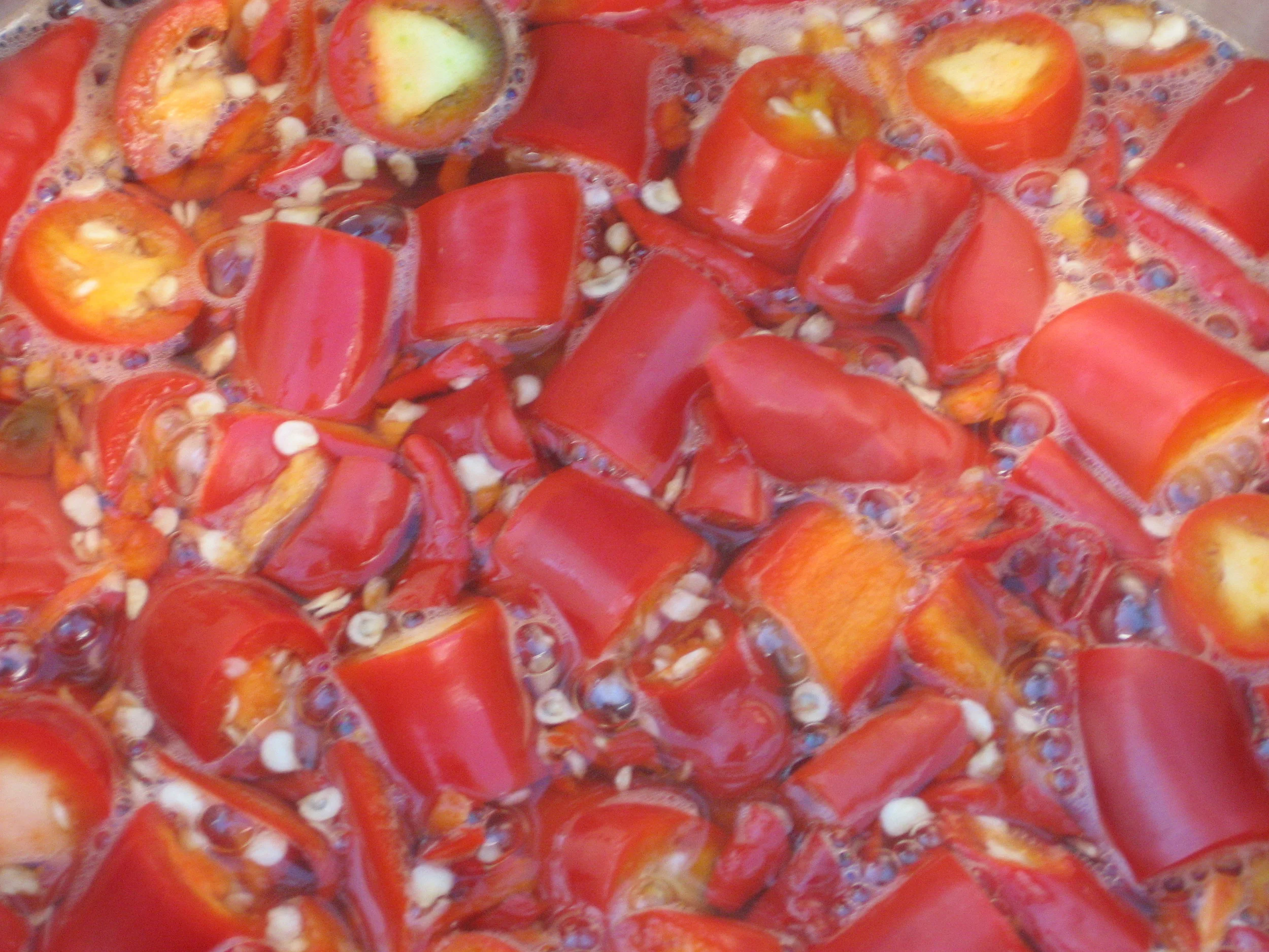 Simmering Peppers-Closeup