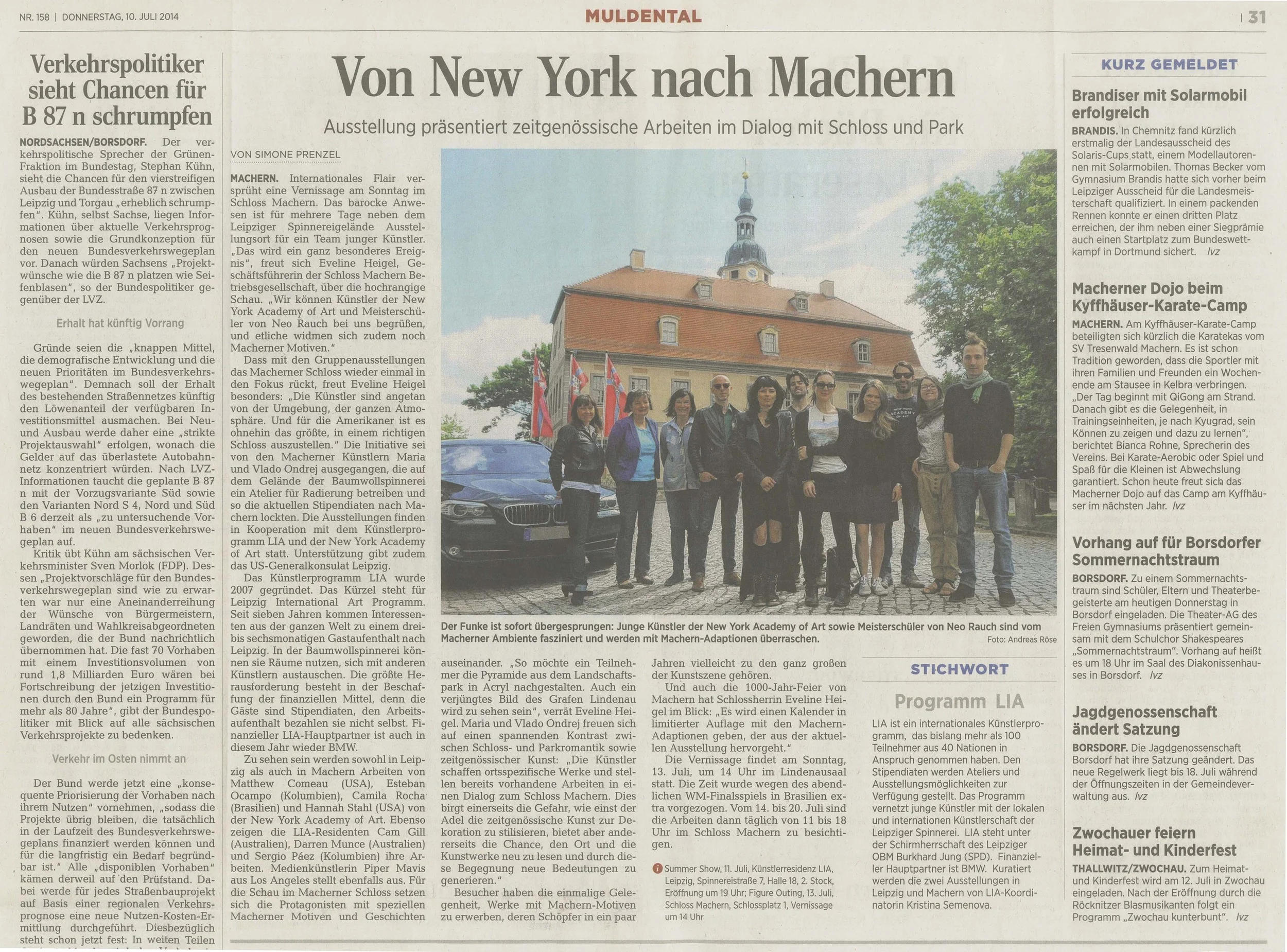 2014 Figure Outing , 13th of July. Simone Pretzel, “Von New York nach Machen”, Mundental ( Summer 2014), pg. 31.