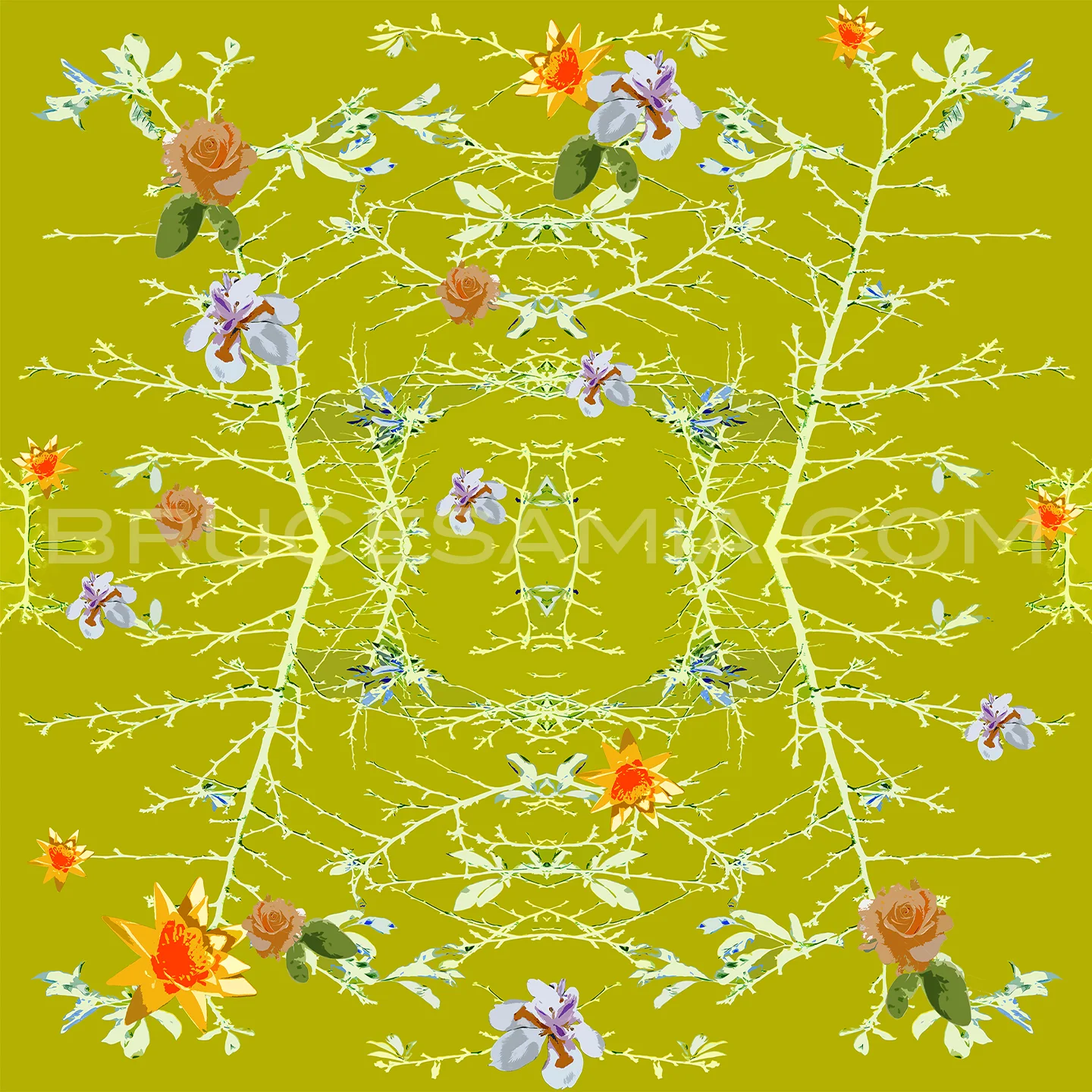 BRANCH WITH FLOWERS-citrus - TILE
