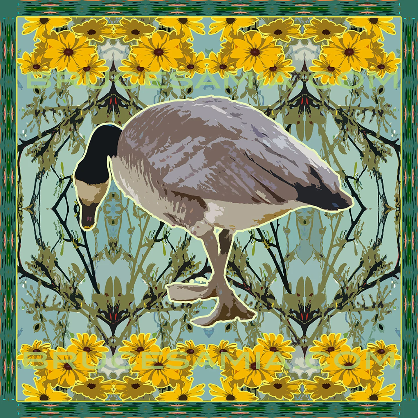 DUCK WITH FLOWERS TILE