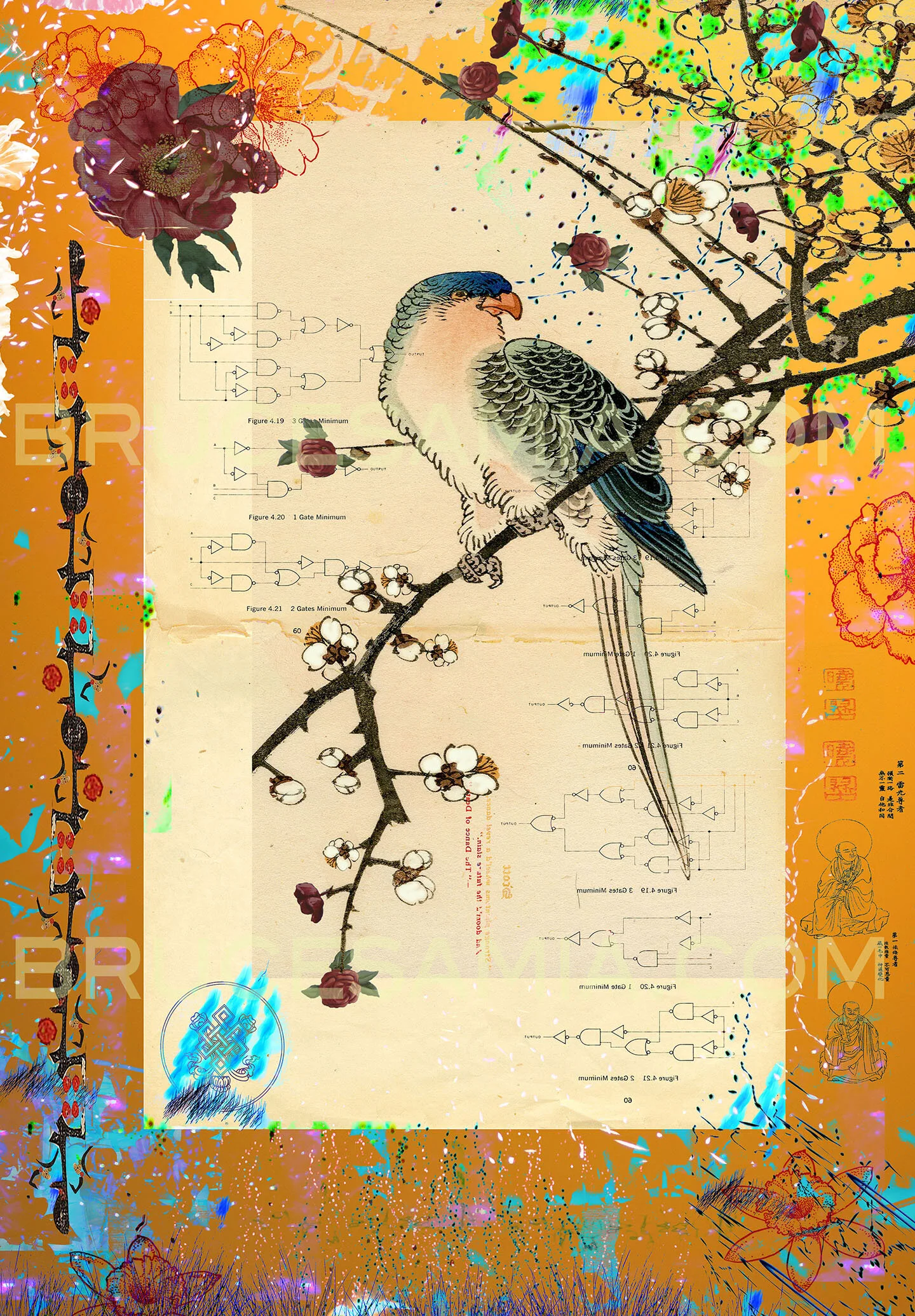 #7. GOLDEN BIRD COLLAGE 16X23