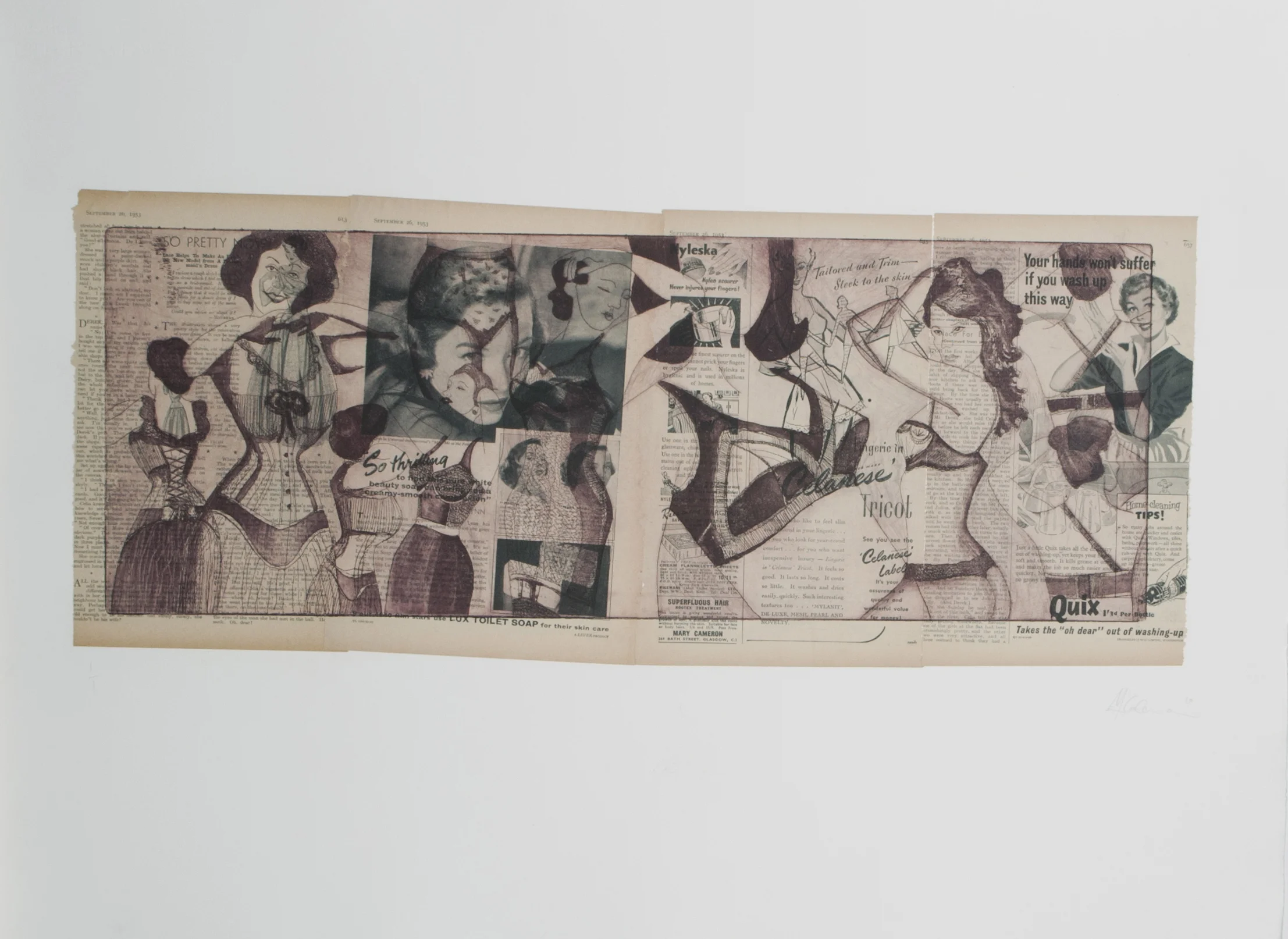 30" x 22" Intaglio with Vintage Magazine Chine Cole 2010