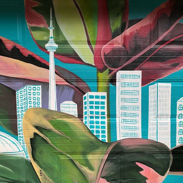 I recently had the opportunity to complete this mural in my lovely neighbourhood. @torontojunction (Thanks Heather Cameron to you and your wonderful family!) I&rsquo;ve had a lot of thoughts about greener cities and the direction the world is going i