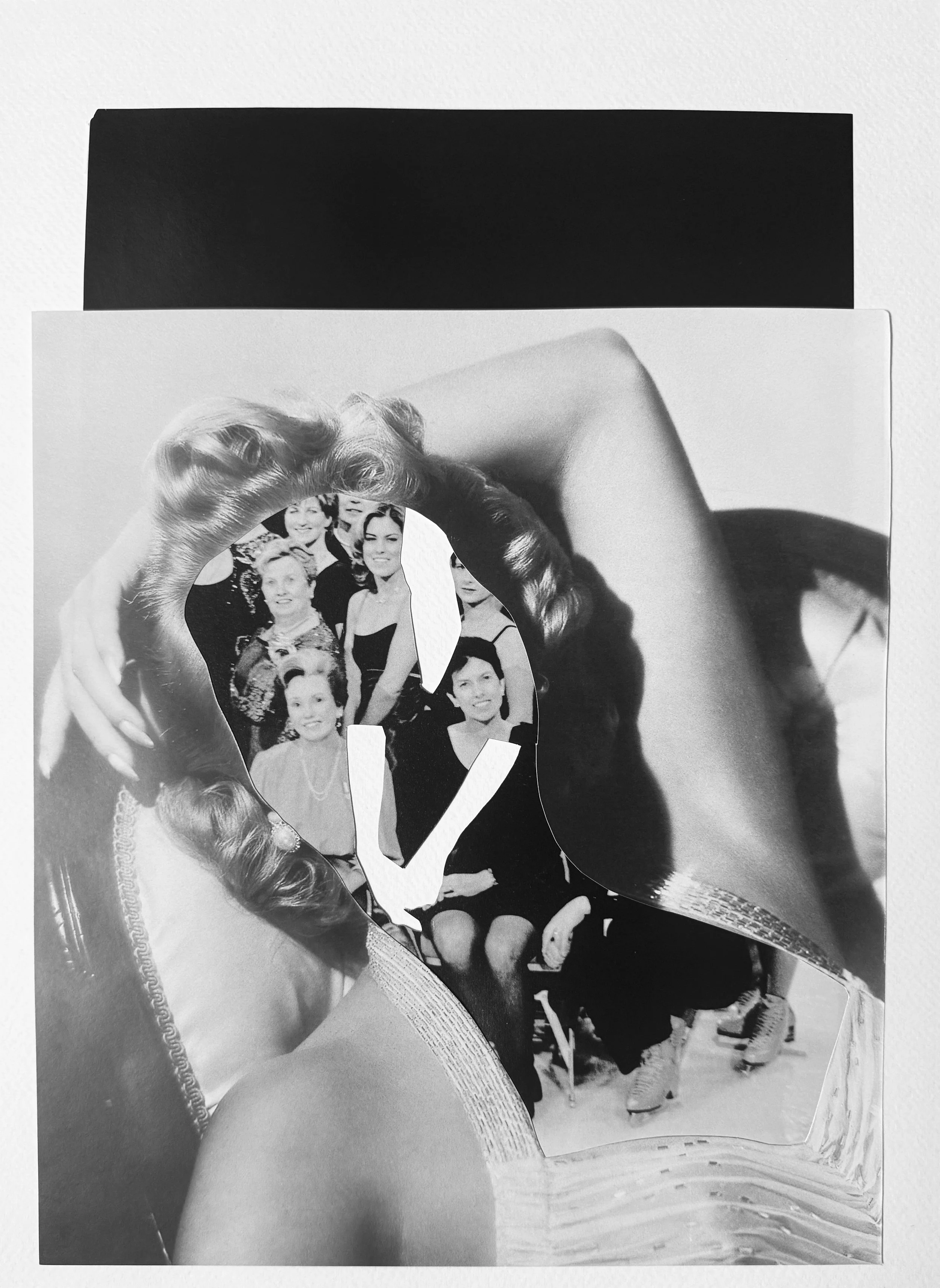  Silhouettes and Shadows 2 Black and white collage on acid free, cold pressed paper, 11” x 14,” 2025 