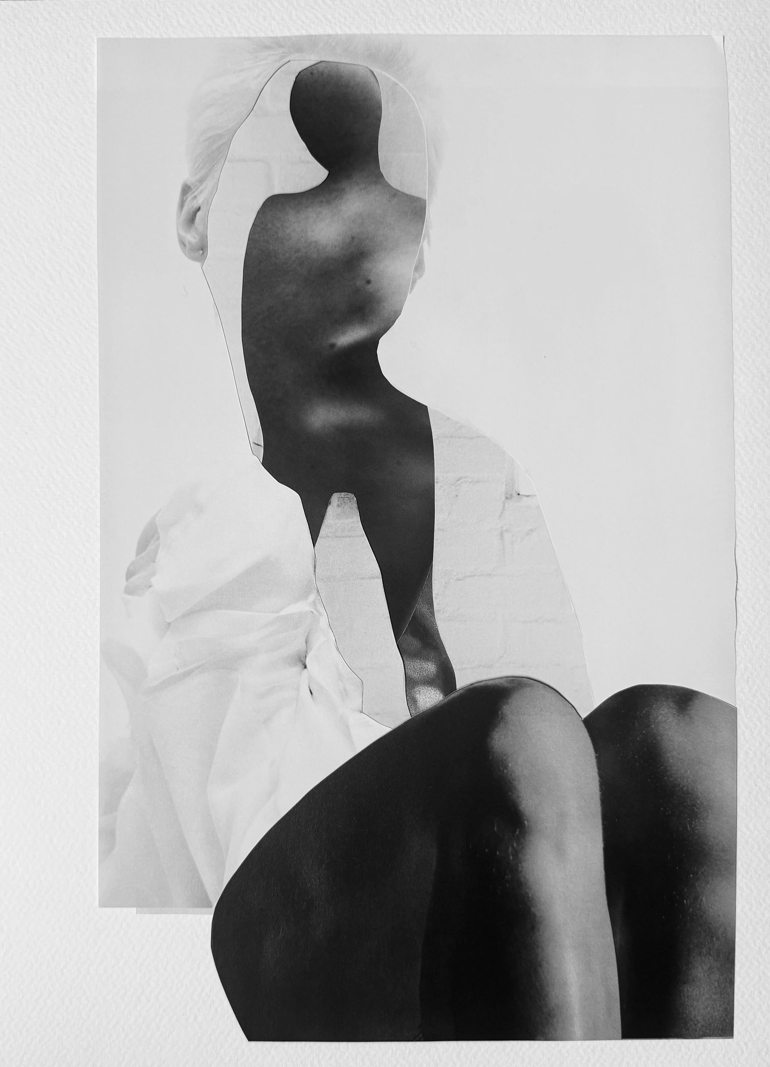  Silhouettes and Shadows 8 Black and white collage on acid free, cold pressed paper, 11” x 14,” 2025 