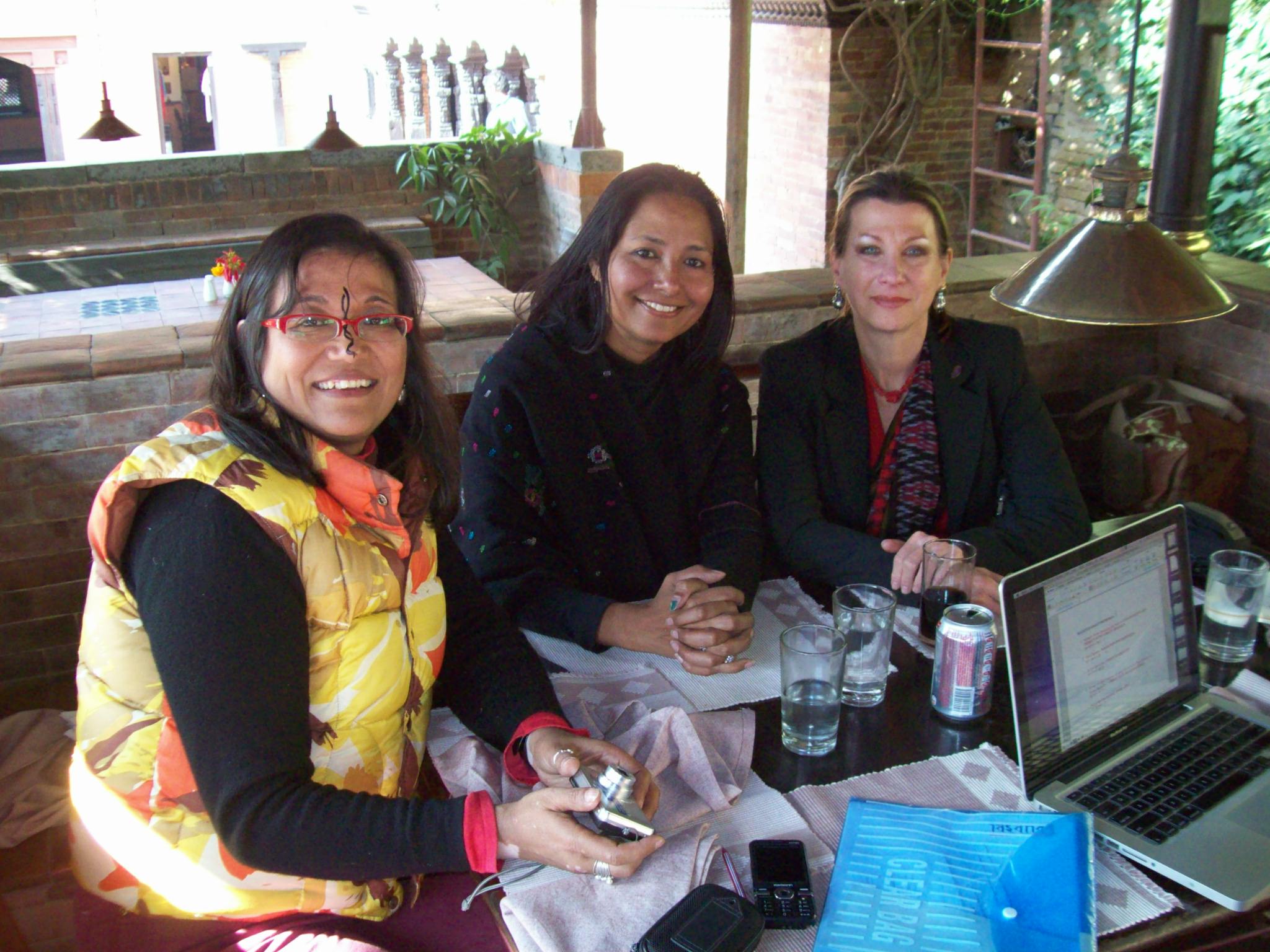 Drdak with Fulbright Fellow Ashmina Ranjit and writer Archana Thapa, Patan Museum, 2011.
