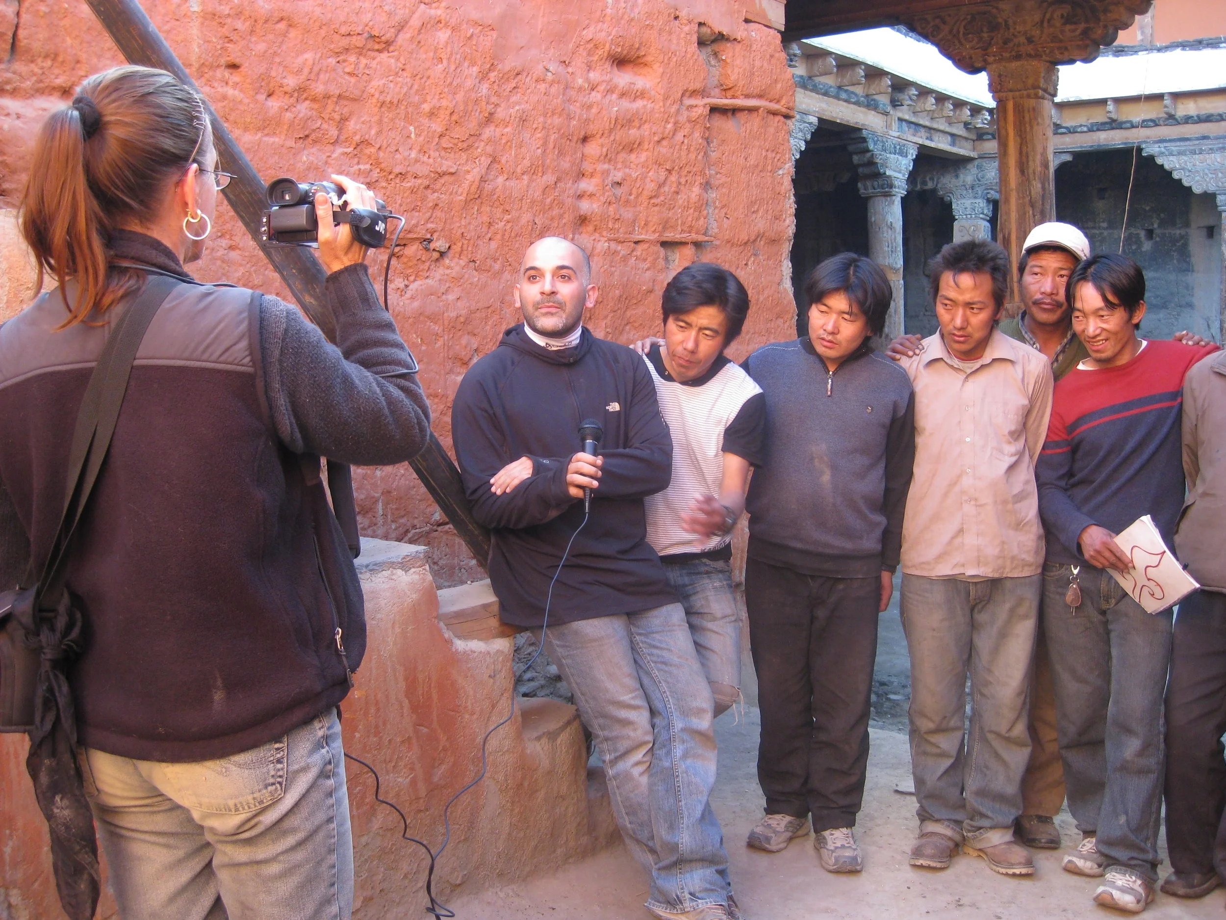 Drdak with conservator Luigi Fieni and assistants at Chambha monastery, Lo Monthang, 2008.