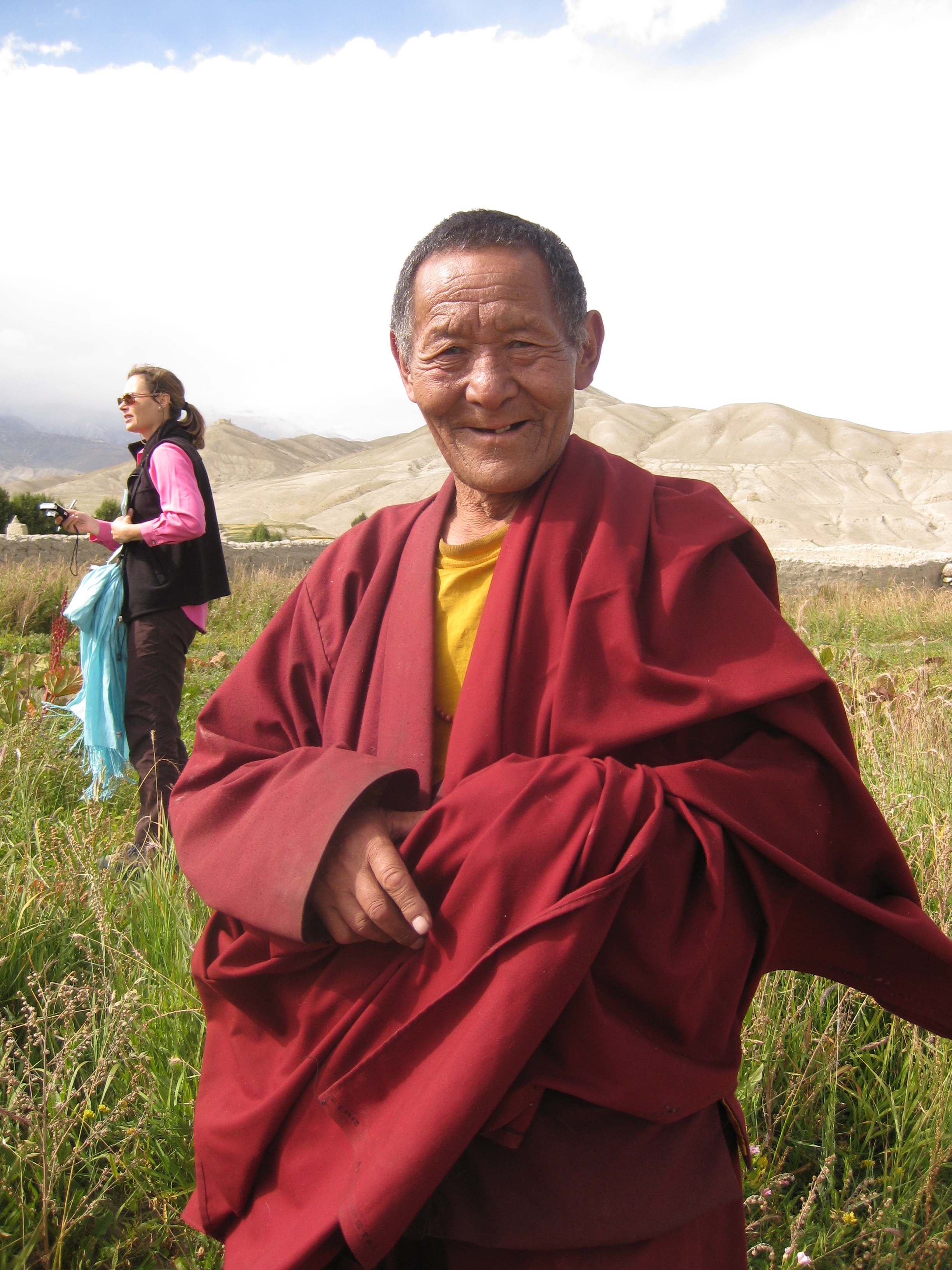 A Loba monk in a medicinal plant field, Lo Monthang, 2008.