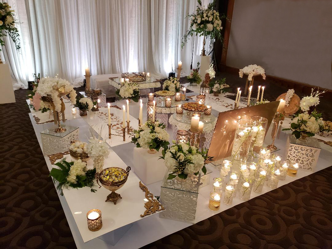 Antique Gold designed on white vinyl set up in One King West Hotel, Toronto