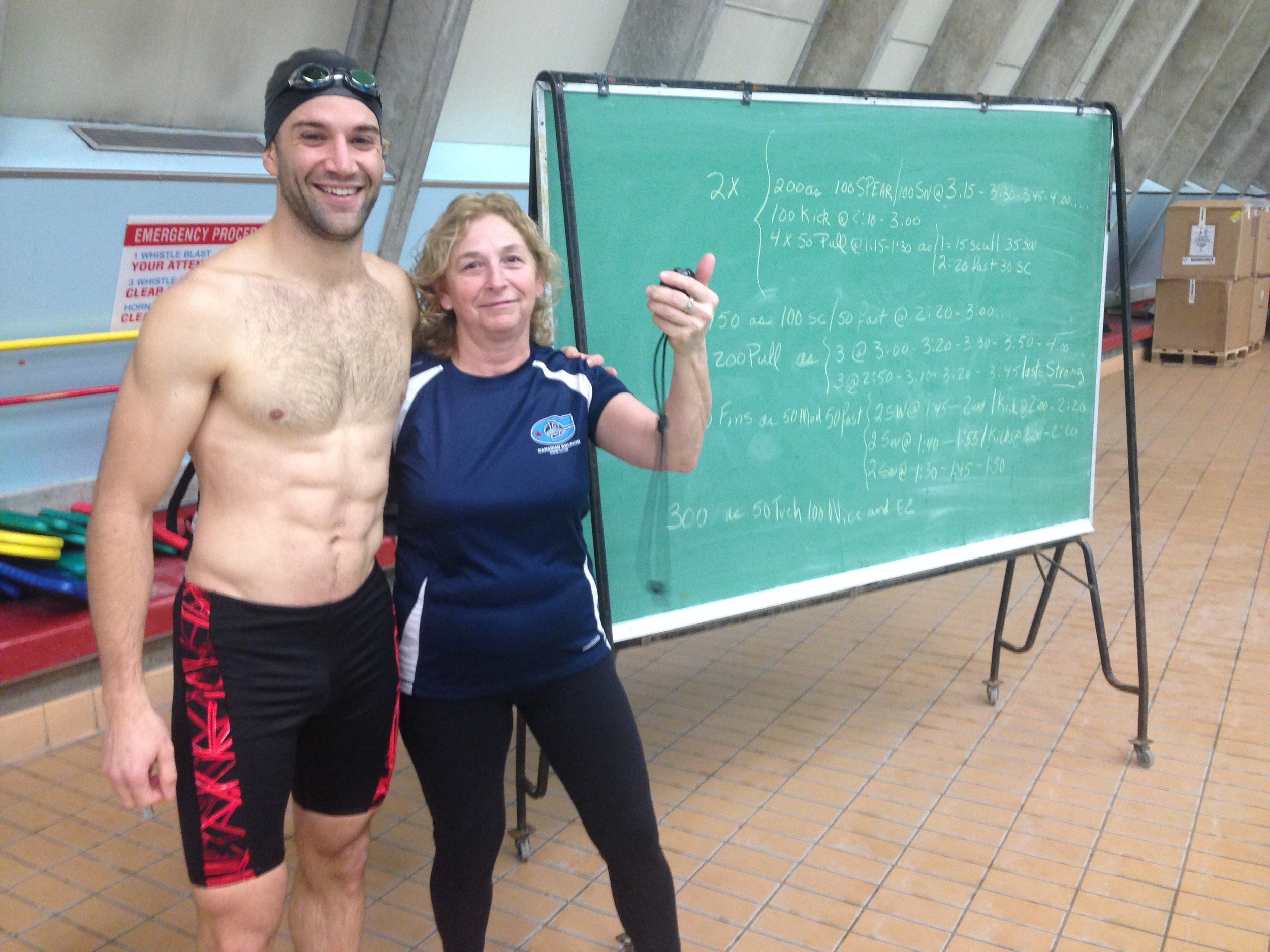 December 2013: At the Vancouver Aquatic Centre with Coach Therèse from the BC Dolphins