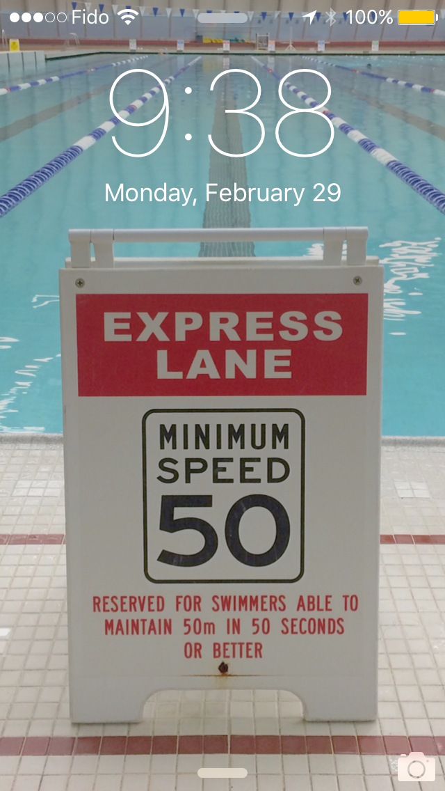 Ironman Canada swim goal: 3,800m in 3,800 seconds. Which means I need to be able to hold it down in this lane. And I'm reminded of it, every time I check my phone.