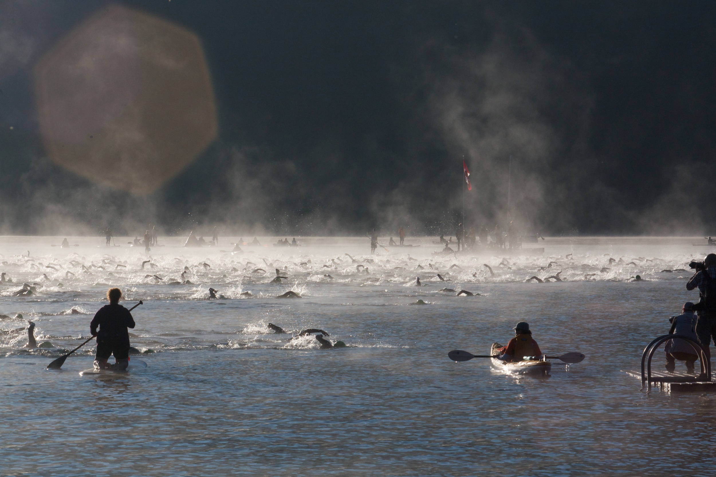 Swim start of Ironman Canada in Whistler, BC, in 2014. Big day ahead!