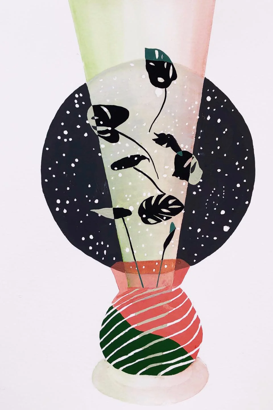 cosmic philodendron, 2019, gouache and watercolor on paper