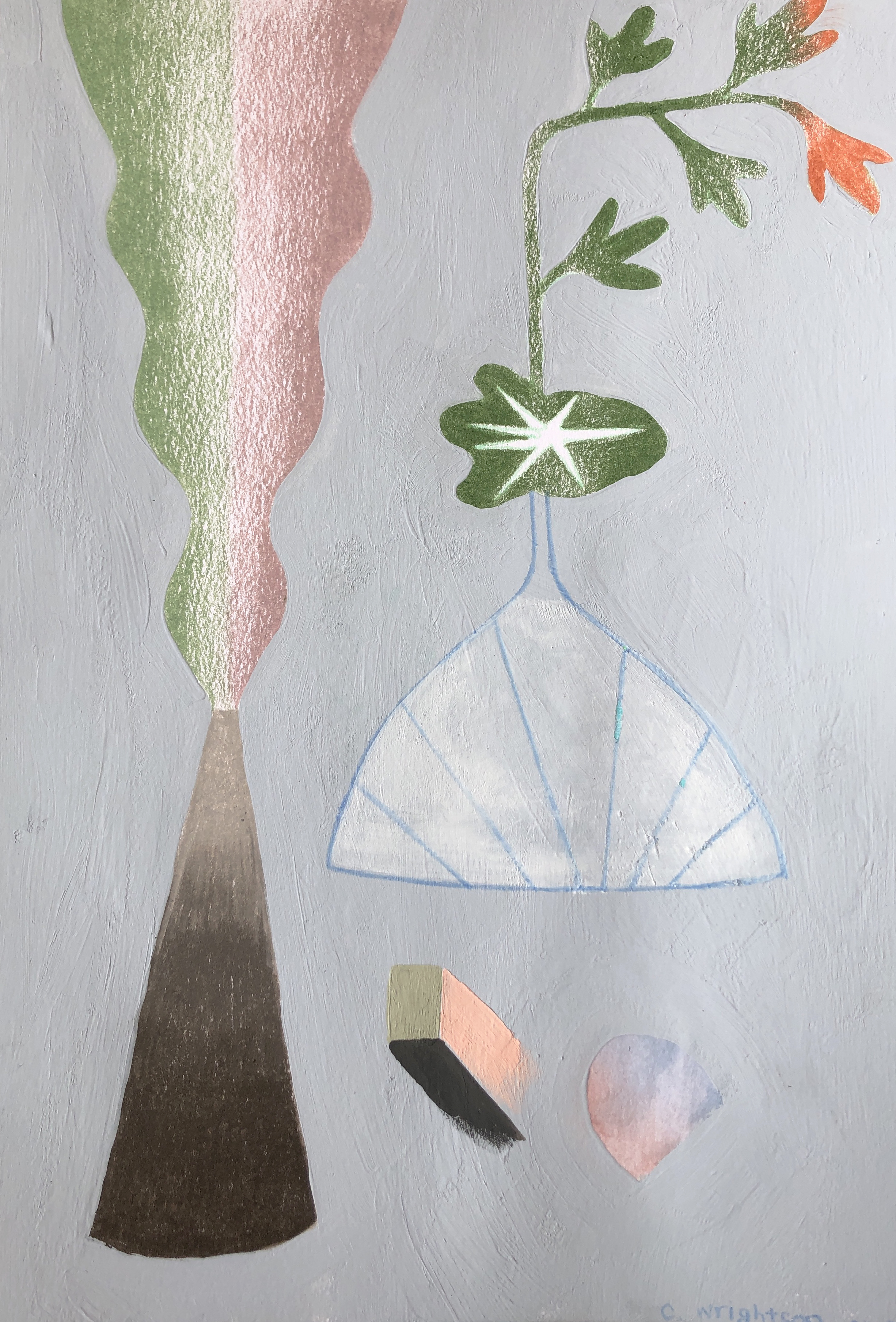 a future still life #2, 2019, gouache, watercolor, colored pencil and acrylic on paper
