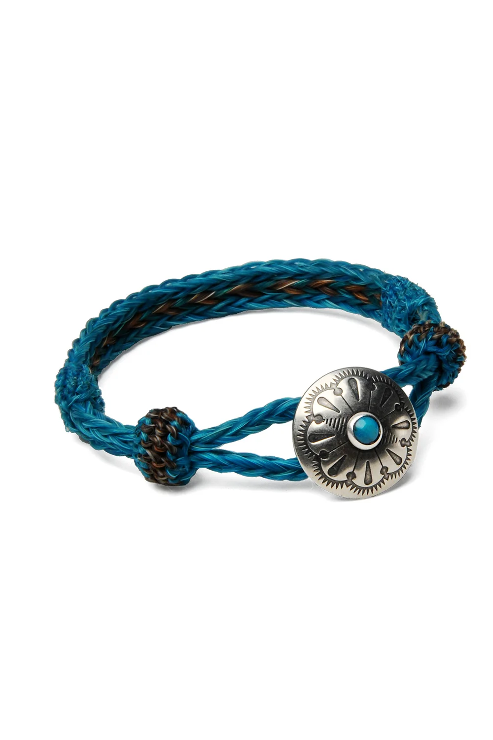 Concho Bracelet - Turq/Grn x Bwn w/ Turquoise Concho 07