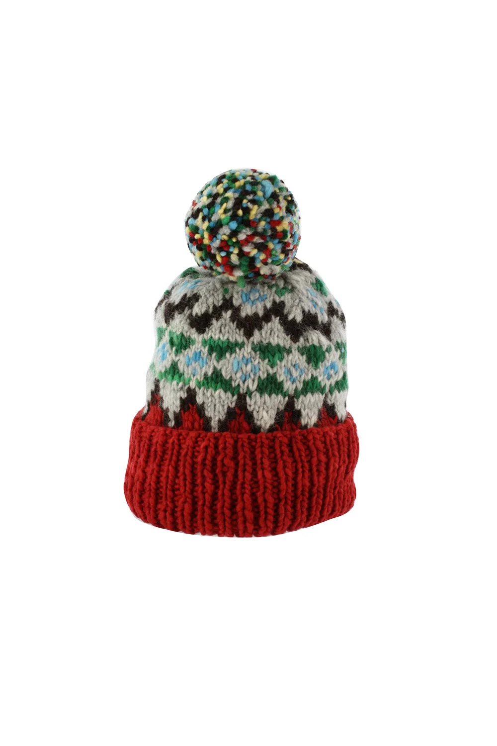 Double Cuff Cap, Design A - Red Heather