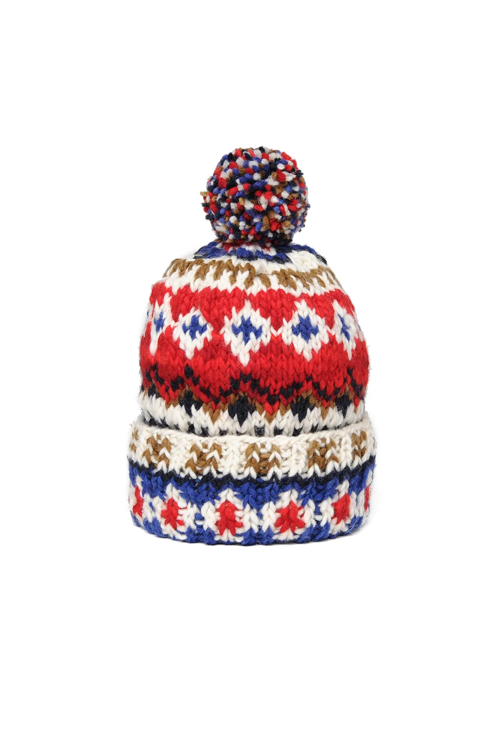 Double Cuff Cap, Fair Isle #3 - Ivory #3