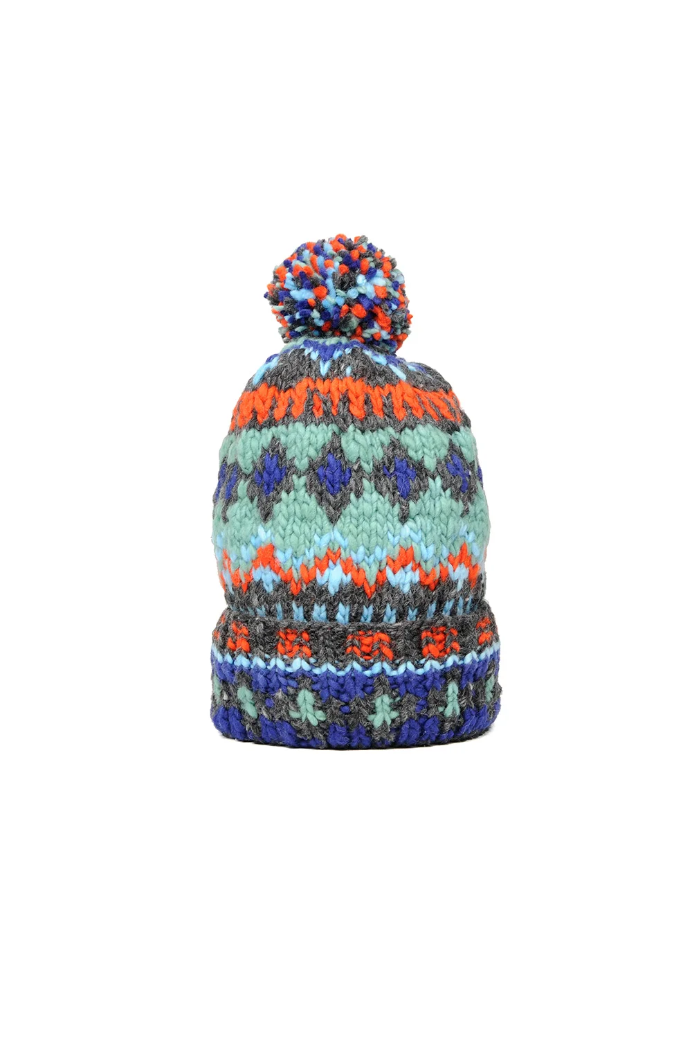 Double Cuff Cap, Fair Isle #3 - Ox Grey #3
