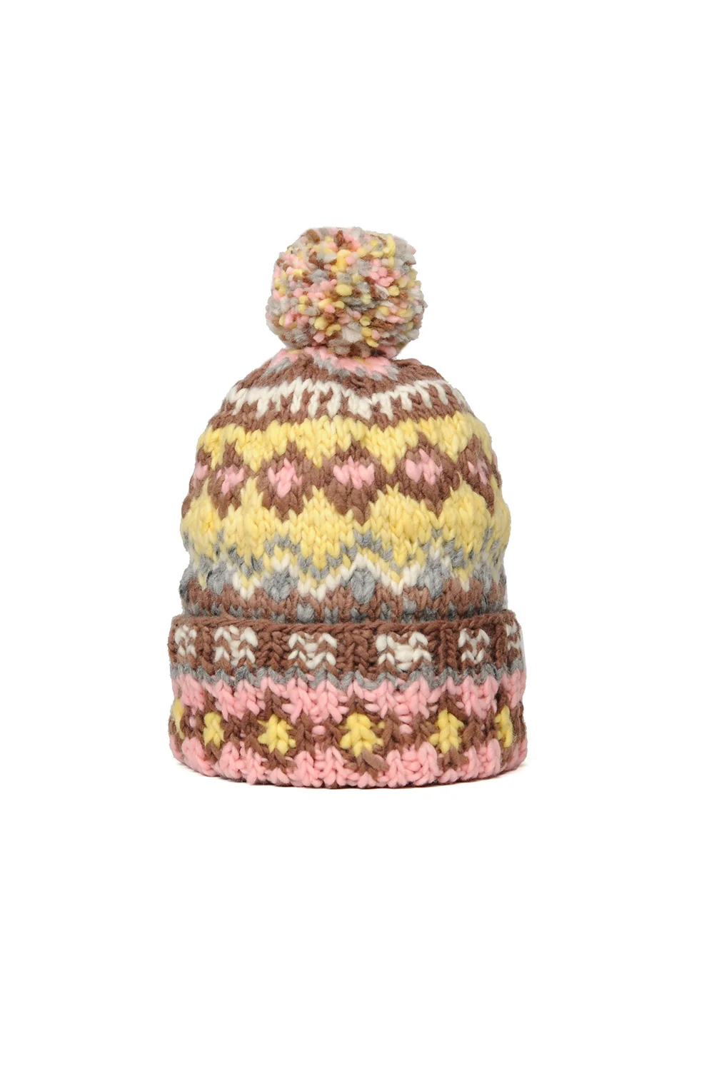 Double Cuff Cap, Fair Isle #3 - Factory Beige
