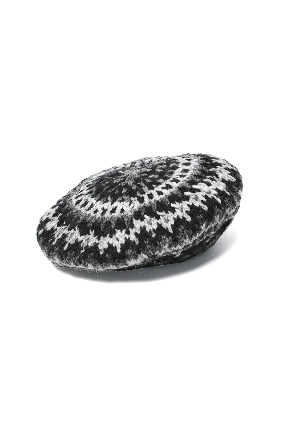 Beret, Fair Isle #6 - Grey Heather
