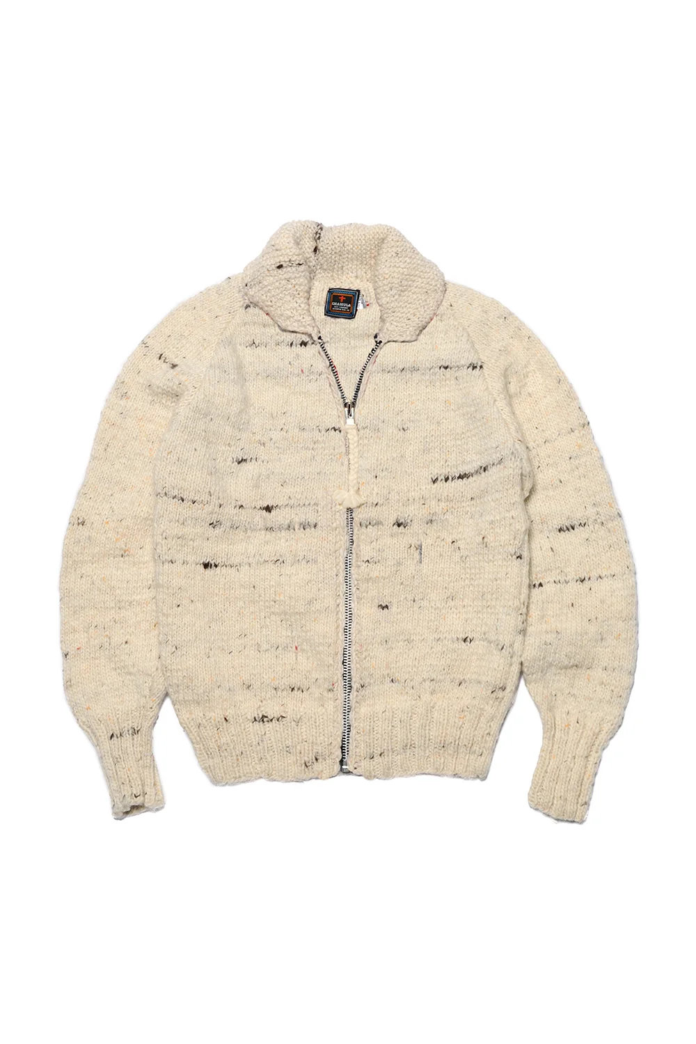 Shawl Collar Zipper Cardigan - Natural Heather