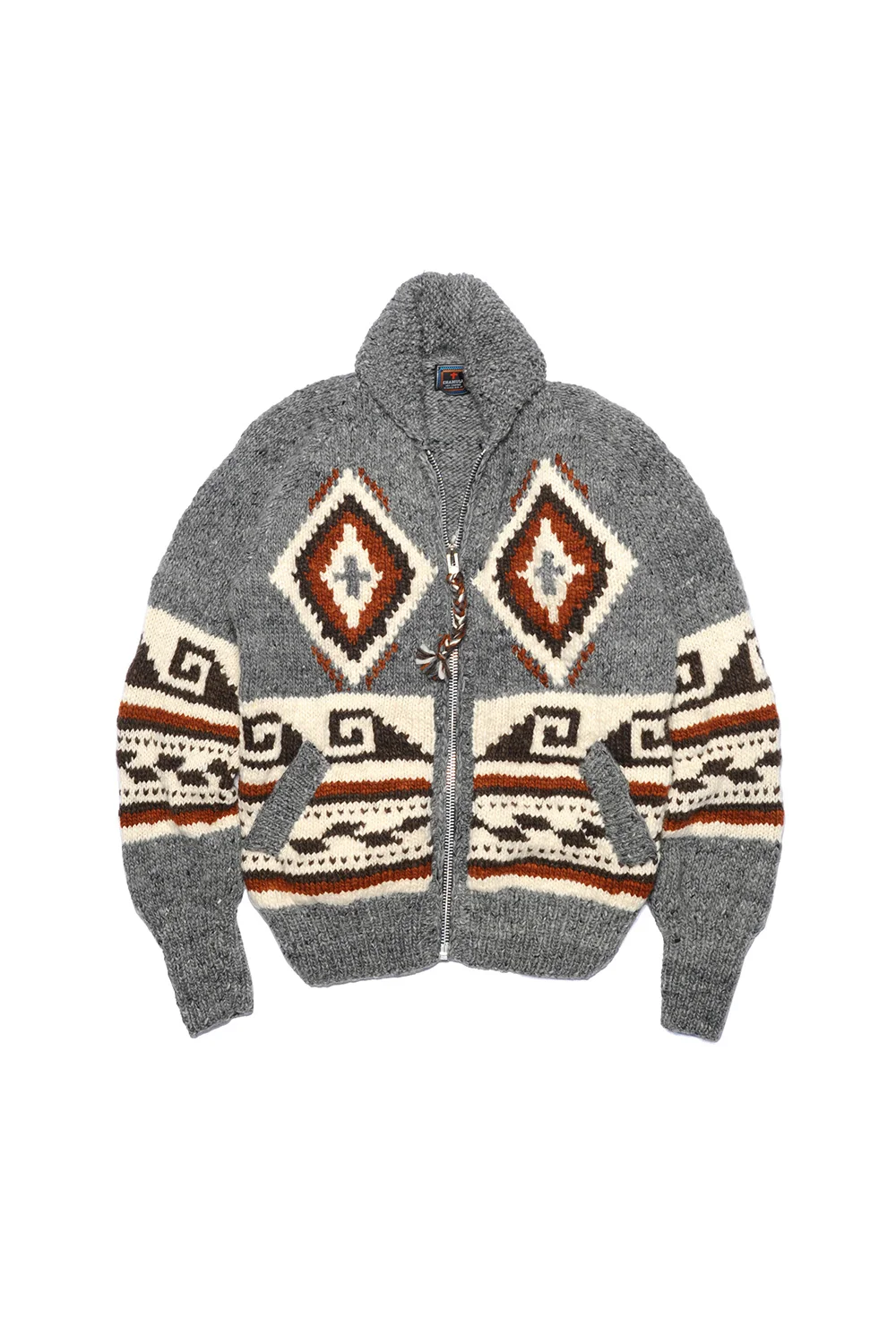 Greca Antigua Zipper Cardigan - Grey
