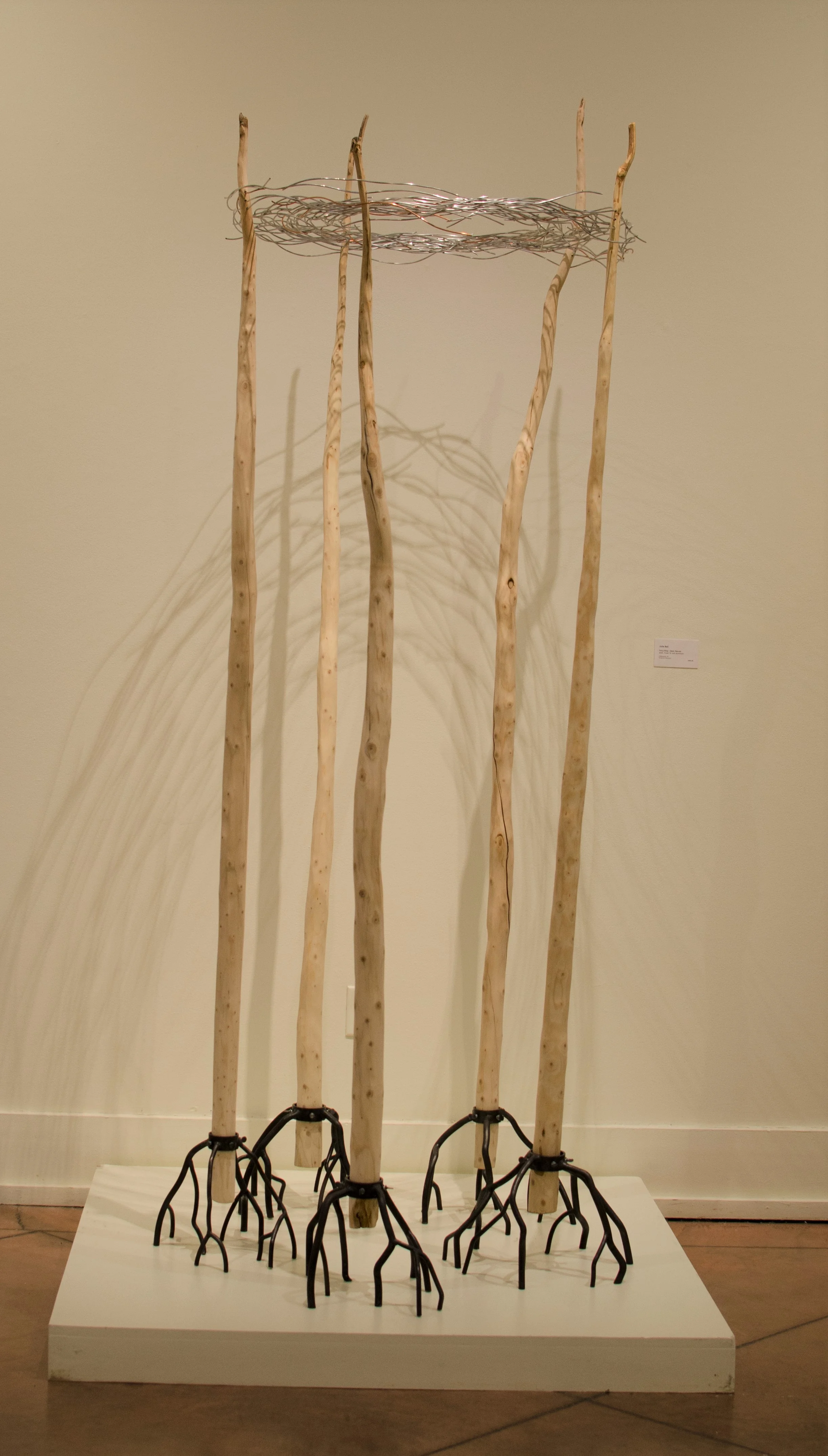 Tree Ring/Open Heaven Aluminum, Pine trees and Steel 90” x 42” x 42” 2017