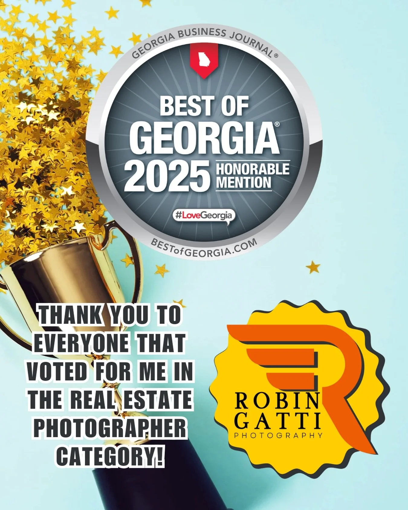 What a lovely surprise!
I&rsquo;m honored to receive an Honorable Mention for Best Real Estate Photographer in the Best of Georgia Awards.
To my amazing clients and friends: thank you for cheering me on, believing in my work, and inviting me into you