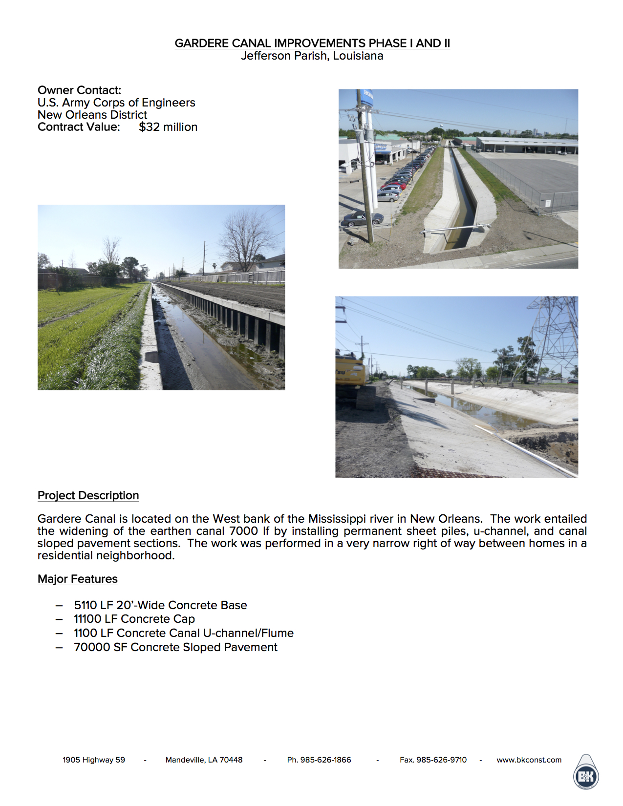 GARDERE CANAL IMPROVEMENTS PHASE I AND II
