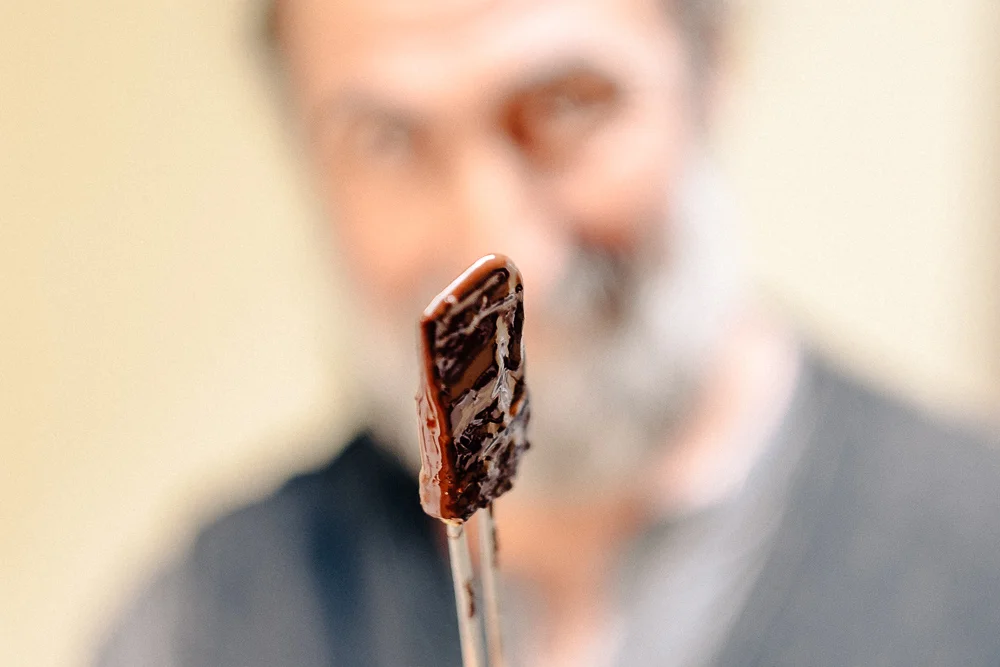 chocolate on a ladle