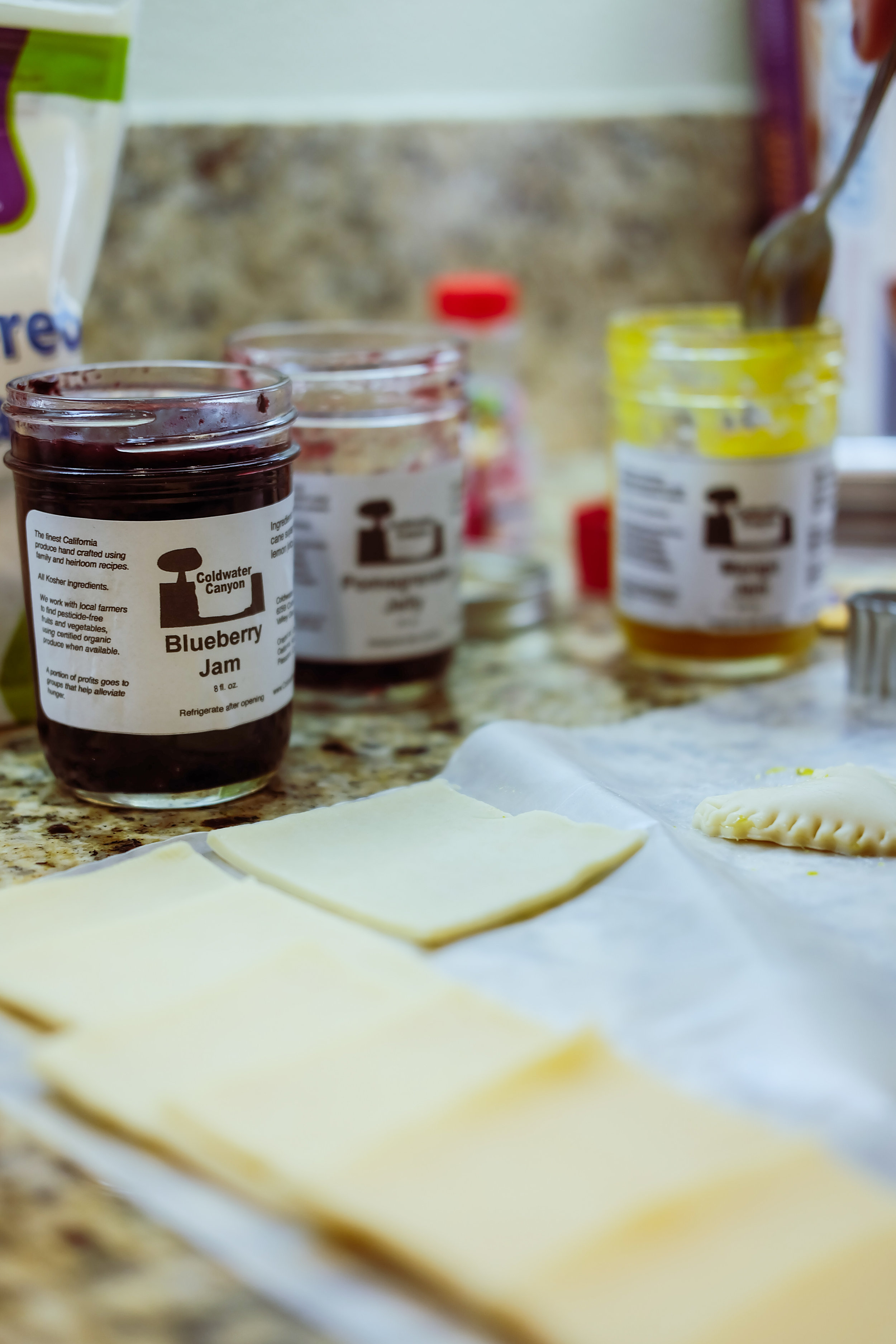These are the 3 flavors of jams we chose!