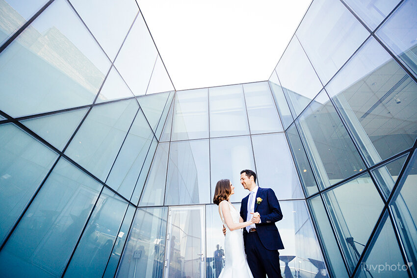  bride and groom at Venue Six10 before the wedding ceremony begins   