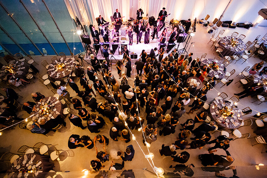  Venue six10 wedding reception from above at Venue Six10 with Wedding band music by Ken Arlen Orchestra 