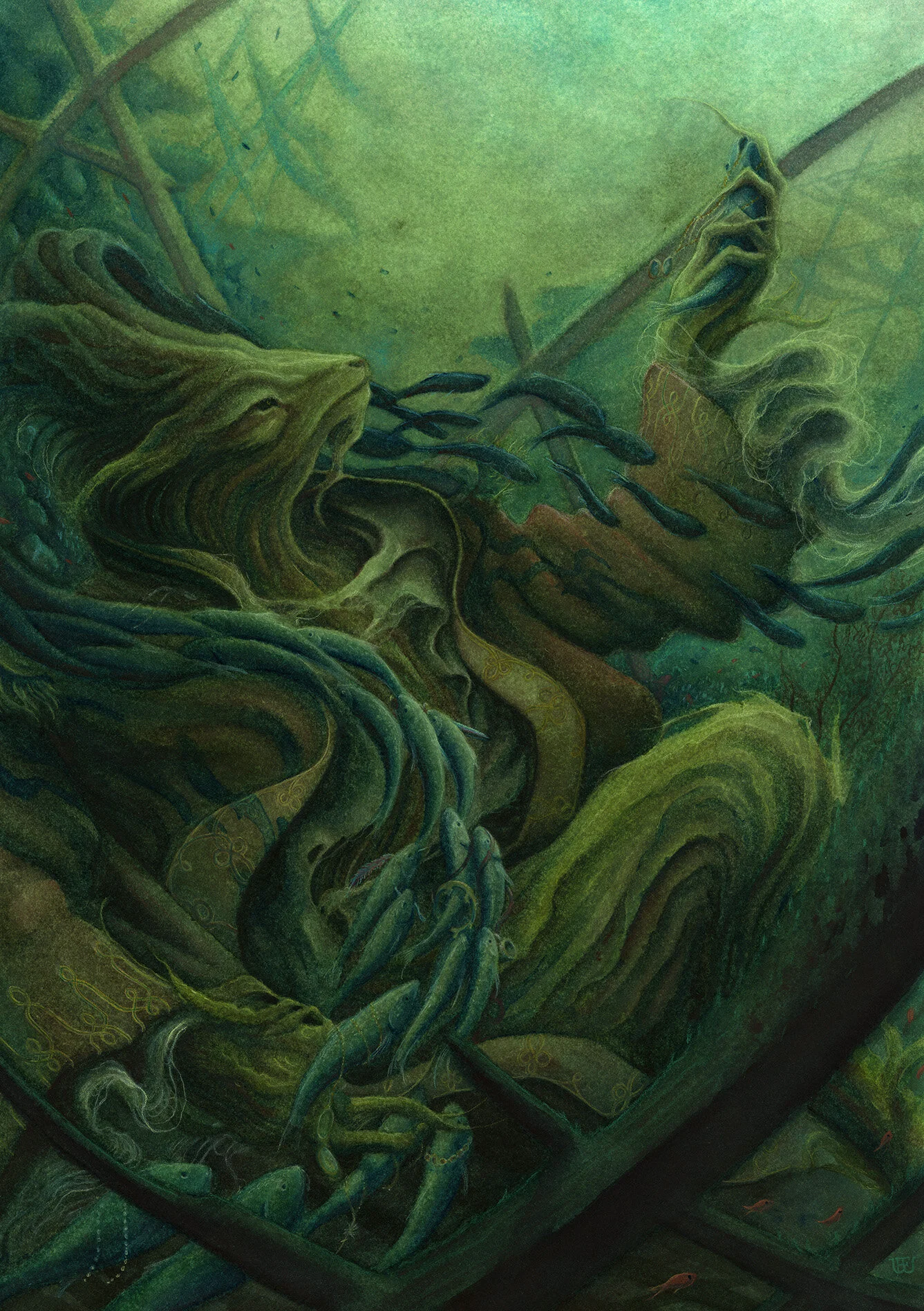 THE FISHER KING 14”x20” watercolor + colored pencil personal work from The Nobility 2019