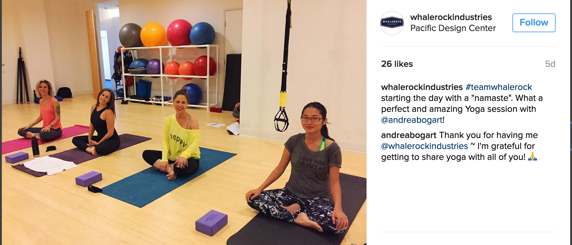 Whale Rock Industries Corporate Yoga
