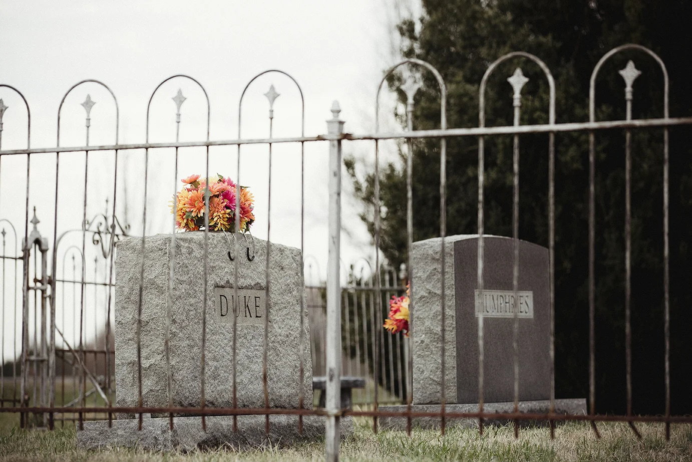 Family cemetery on country road