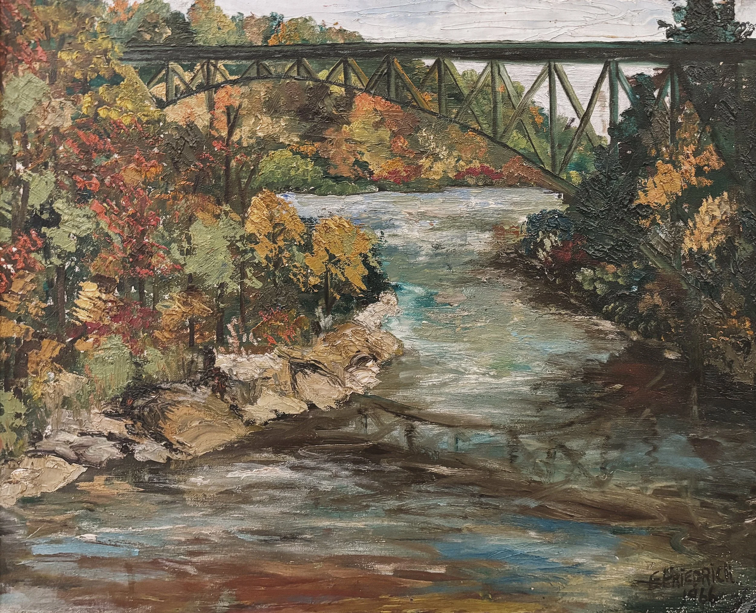 Bridge Over River, E. Friedrick, 1966