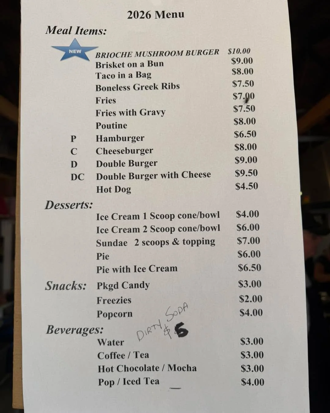 Check out our menu this year! Our fair booth has a lot of great stuff! Come by and get a Cherry cola lime swirl dirty soda!