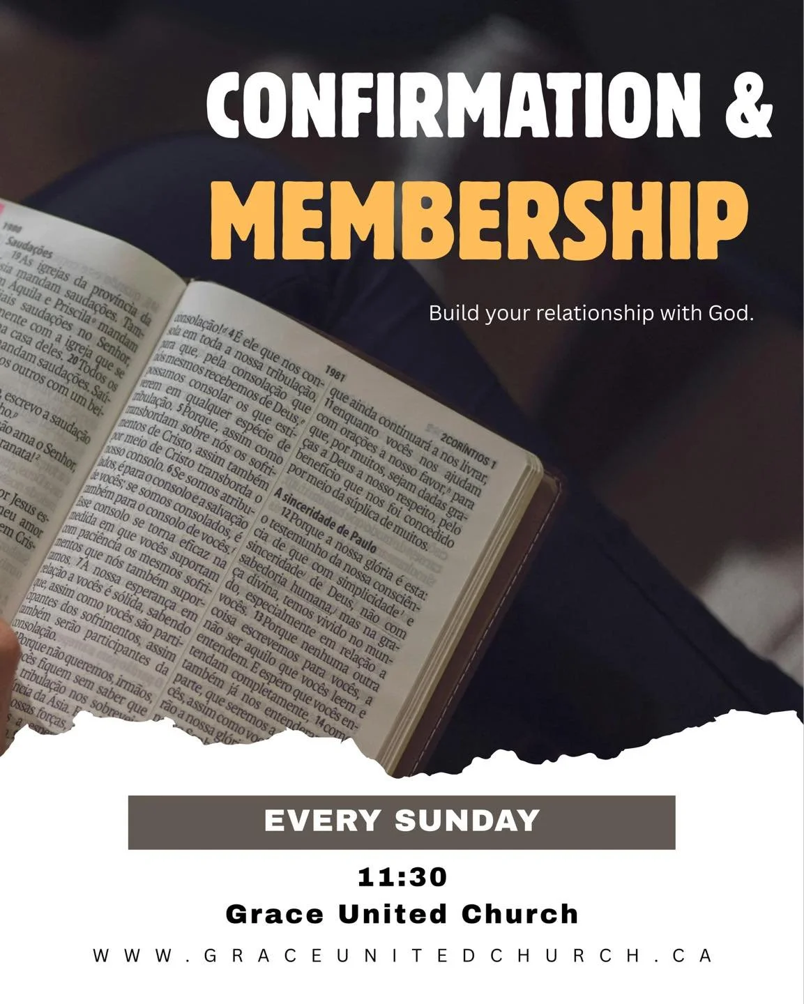 CONFIRMATION &amp; MEMBERSHIP CLASS ✨

Interested in learning more about the Christian faith, becoming a member of Grace United Church, or taking the next step in your faith journey?

Our Confirmation &amp; Membership Classes are Sundays at 11:30 a.m