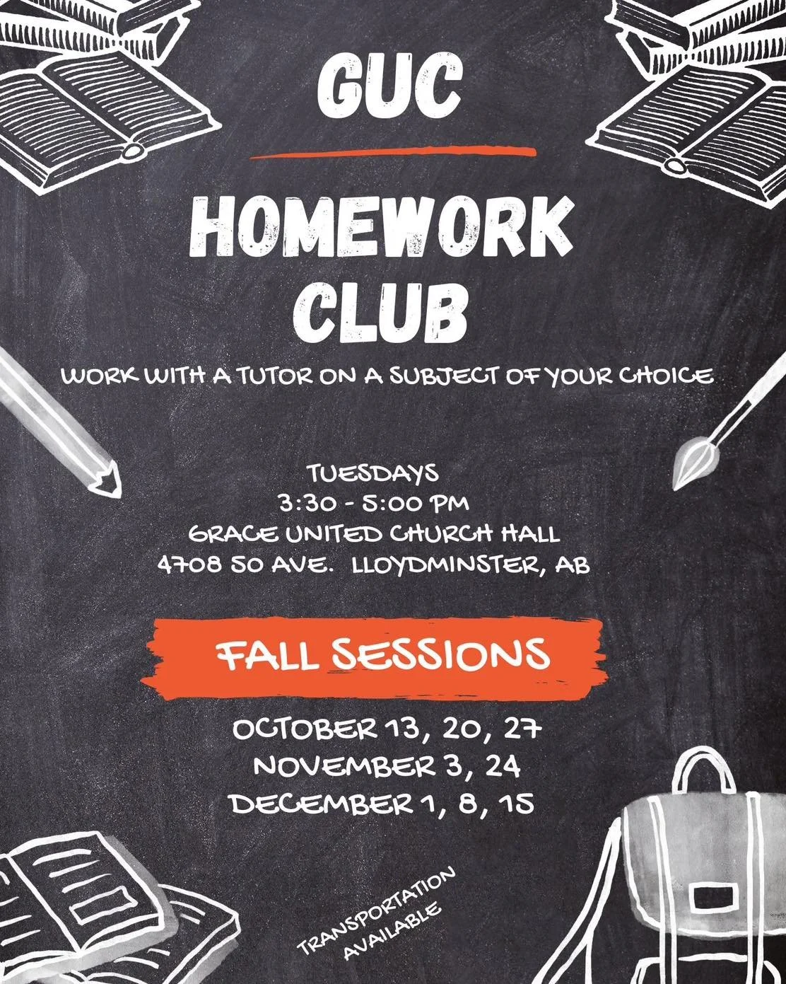 Homework doesn&rsquo;t have to be a struggle! 📚✏️

GUC Homework Club is back for the fall! Students can work one-on-one with a tutor on a subject of their choice in a welcoming, supportive environment.

Whether it&rsquo;s catching up, getting some e